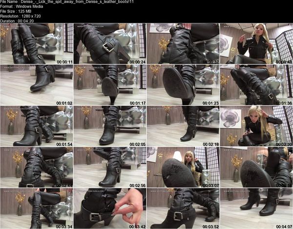 Clips4sale - Denise - Lick the spit away from Denise's leather boots! Clips4sale - Denise - Lick the spit away from Denise's leather boots!